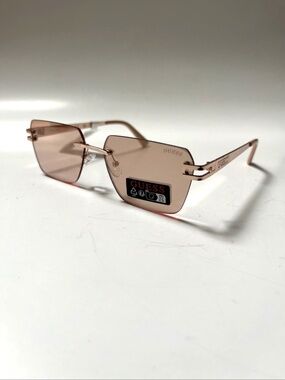 New GUESS Rimless Slim Sunglasses GO00072 Metal Rose Gold Rectangle Classic